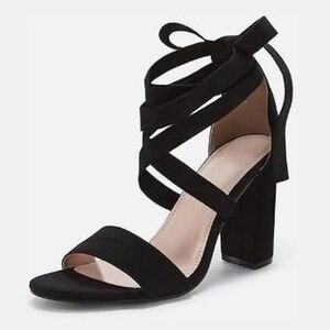 Elegant Black Strappy Ballet Style Heels